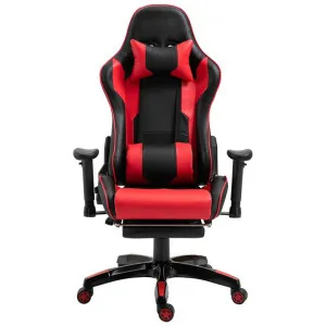 Cybertan PU Leather Gaming Chair with Telescopic Footrest, Black / Red by Emporium Oggetti, a Chairs for sale on Style Sourcebook