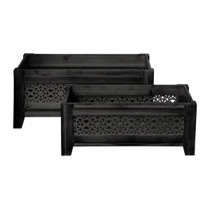Sienna 2 Piece Wood & Metal Planter Stand Set, Black by j.elliot HOME, a Plant Holders for sale on Style Sourcebook