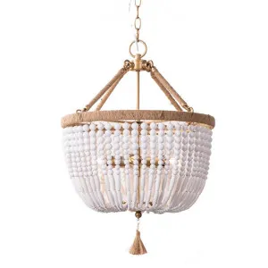 Malabar Beaded Pendant Light, Small, White / Natural by Cozy Lighting & Living, a Pendant Lighting for sale on Style Sourcebook