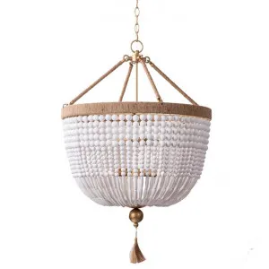 Malabar Beaded Pendant Light, Large, White / Natural by Cozy Lighting & Living, a Pendant Lighting for sale on Style Sourcebook