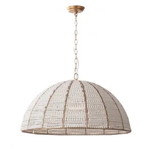 Sierra Beaded Dome Pendant Light, White / Gold by Cozy Lighting & Living, a Pendant Lighting for sale on Style Sourcebook