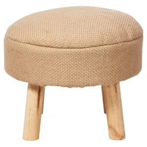 Rover Jute & Pine Timber Round Ottoman Stool, Natural by Casa Sano, a Ottomans for sale on Style Sourcebook