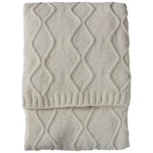 Patria Cable Knit Throw, 130x170cm, Cream by Casa Bella, a Throws for sale on Style Sourcebook