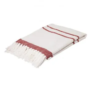 Cassidy Cotton Throw, 130x160cm, Ivory / Brick by j.elliot HOME, a Throws for sale on Style Sourcebook