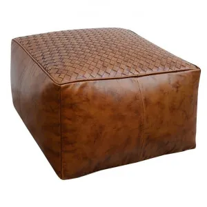 Arbois Vintage Leather Square Ottoman by Philbee Interiors, a Ottomans for sale on Style Sourcebook