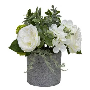 Mia Potted Artificial Rose & Hydrangea Arrangement , Cream Flower by Glamorous Fusion, a Plants for sale on Style Sourcebook