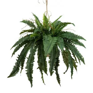 Glamorous Fusion Artificial Boston Fern in Hanging Pot, 88cm by Glamorous Fusion, a Plants for sale on Style Sourcebook