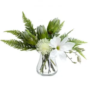 Aleda Artificial Magnolia & Protea Arrangement in Vase, 50cm by Glamorous Fusion, a Plants for sale on Style Sourcebook