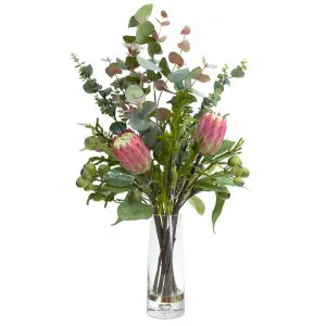 Macintyre Artificial Protea & Native Arrangement in Vase, 84cm, Pink Flower by Glamorous Fusion, a Plants for sale on Style Sourcebook