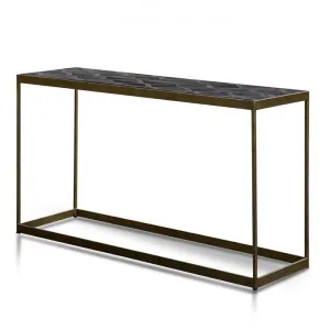 Ian 140cm Console Table in Dark Natural - Golden Frame by Interior Secrets - AfterPay Available by Interior Secrets, a Console Table for sale on Style Sourcebook