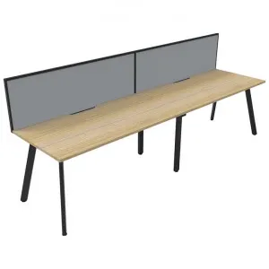 Eternity Office Desk with Screen, 2 Person, 300cm, Oak / Black by Rapidline, a Desks for sale on Style Sourcebook