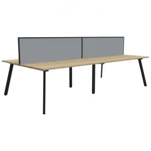 Eternity Back-To-Back Office Workstation with Screen, 4 Person, 240cm, Oak / Black by Rapidline, a Desks for sale on Style Sourcebook