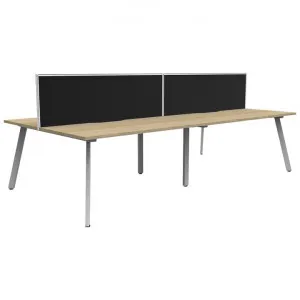 Eternity Back-To-Back Office Workstation with Screen, 4 Person, 300cm, Oak / White by Rapidline, a Desks for sale on Style Sourcebook