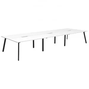 Eternity Back-To-Back Office Workstation, 6 Person, 450cm, White / Black by Rapidline, a Desks for sale on Style Sourcebook