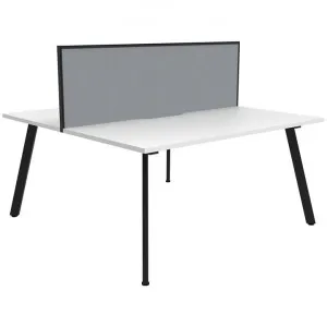 Eternity Back-To-Back Office Workstation with Screen, 2 Person, 180cm, White / Black by Rapidline, a Desks for sale on Style Sourcebook