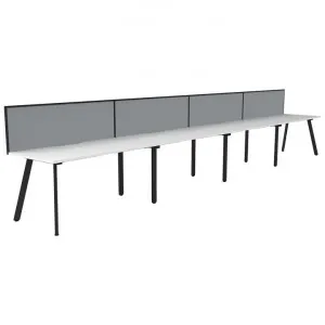 Eternity Office Desk with Screen, 4 Person, 480cm, White / Black by Rapidline, a Desks for sale on Style Sourcebook