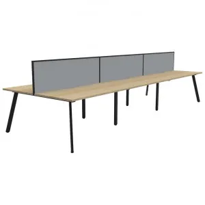 Eternity Back-To-Back Office Workstation with Screen, 6 Person, 450cm, Oak / Black by Rapidline, a Desks for sale on Style Sourcebook