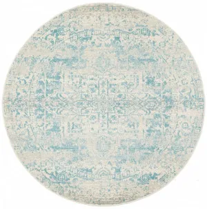 Evoke 253 White Blue Round by Rug Culture, a Contemporary Rugs for sale on Style Sourcebook