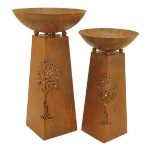 Sora 2 Piece Iron Firebowl / Planter Set, Rust by Want GiftWare, a Plant Holders for sale on Style Sourcebook