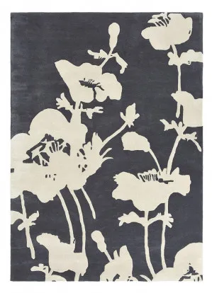 Florence Broadhurst Floral 300 Charcoal 039604 by Florence Broadhurst, a Contemporary Rugs for sale on Style Sourcebook