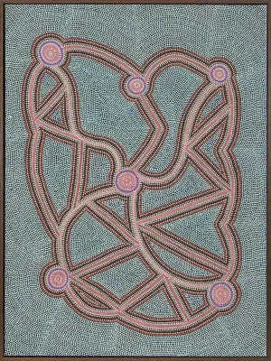 Ngapa Jukurrpa III Pink Canvas Art Print by Urban Road, a Aboriginal Art for sale on Style Sourcebook