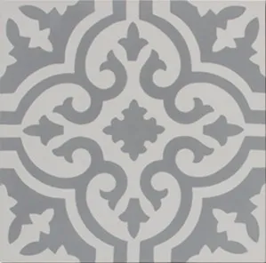 Aberdeen Grey and White Encaustic Cement tile by Tile Republic, a Encaustic Tiles for sale on Style Sourcebook