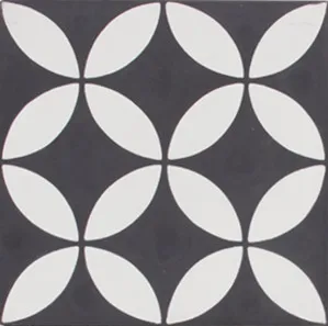 Petal White on Black  Encaustic Cement tile by Tile Republic, a Encaustic Tiles for sale on Style Sourcebook