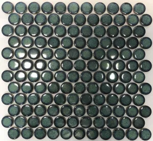 Camden Penny Round Shadow Green Gloss Glazed Mosaic tile by Tile Republic, a Mosaic Tiles for sale on Style Sourcebook