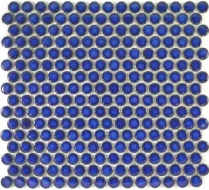 Camden Penny Round Cobalt Blue Gloss Glazed Mosaic Tile by Tile Republic, a Mosaic Tiles for sale on Style Sourcebook