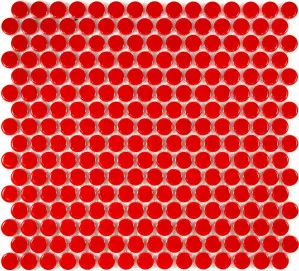 Camden Penny Round Red Gloss Glazed Mosaic Tile by Tile Republic, a Mosaic Tiles for sale on Style Sourcebook