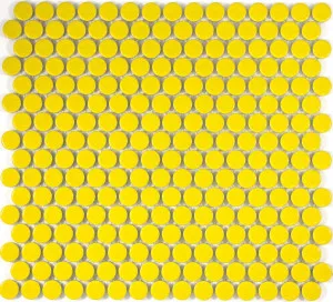 Camden Penny Round Yellow Gloss Glazed Mosaic Tile by Tile Republic, a Mosaic Tiles for sale on Style Sourcebook