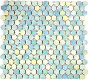 Camden Penny Round Light Green Mix Gloss Glazed Mosaic Tile by Tile Republic, a Mosaic Tiles for sale on Style Sourcebook