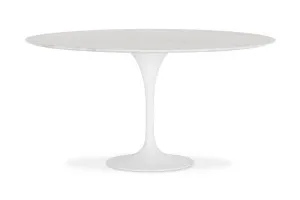 Clover Round 150cm Mid Century Dining Table in White, Italian Carrera Marble, by Lounge Lovers by Lounge Lovers, a Dining Tables for sale on Style Sourcebook