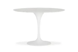 Clover Mid Century Dining Table in White, Italian Carrera Marble, by Lounge Lovers by Lounge Lovers, a Dining Tables for sale on Style Sourcebook