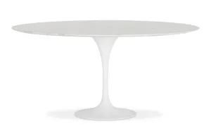 Clover Oval Mid Century Dining Table in White, Italian Carrera Marble, by Lounge Lovers by Lounge Lovers, a Dining Tables for sale on Style Sourcebook