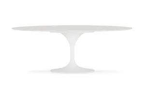 Clover Oval Mid Century Dining Table in White, Italian Carrera Marble, by Lounge Lovers by Lounge Lovers, a Dining Tables for sale on Style Sourcebook