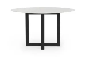 Bronte Round Coastal Dining Table, White Italian Carrara Marble & Black Legs, by Lounge Lovers by Lounge Lovers, a Dining Tables for sale on Style Sourcebook