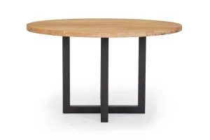 Bronte 130cm Round Timber Dining Table With Oak Legs in Black, by Lounge Lovers by Lounge Lovers, a Dining Tables for sale on Style Sourcebook