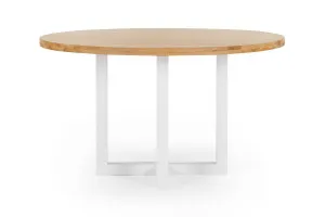 Bronte 130cm Round Timber Dining Table With Oak Legs in White, by Lounge Lovers by Lounge Lovers, a Dining Tables for sale on Style Sourcebook