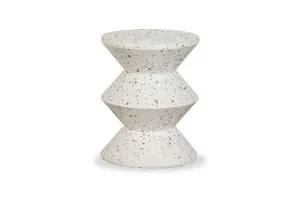 Jaque Urban Industrial Stool Side Table, White Terrazzo, by Lounge Lovers by Lounge Lovers, a Side Table for sale on Style Sourcebook