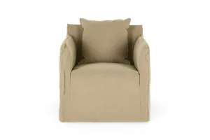 Bronte Coastal Linen Armchair Khaki Fabric, by Lounge Lovers by Lounge Lovers, a Chairs for sale on Style Sourcebook