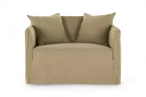 Bronte Coastal Linen Love Seat Khaki Fabric, by Lounge Lovers by Lounge Lovers, a Chairs for sale on Style Sourcebook