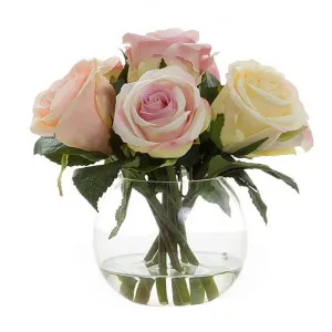 Artificial Roses in Glass Ball Vase, Pink by Florabelle, a Plants for sale on Style Sourcebook