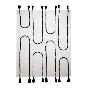 Waverley Cotton Throw, 130x160cm, Ivory / Black by j.elliot HOME, a Throws for sale on Style Sourcebook