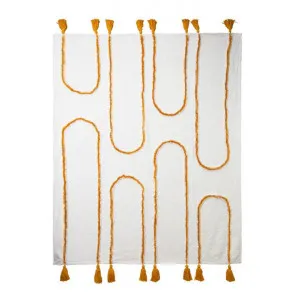 Waverley Cotton Throw, 130x160cm, Ivory / Mustard by j.elliot HOME, a Throws for sale on Style Sourcebook