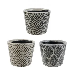 Damask 3 Piece Ceramic Herb Pot Set by Affinity Furniture, a Plant Holders for sale on Style Sourcebook