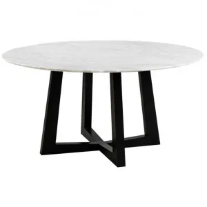 Sloan Commercial Grade Marble Top Round Dining Table, 150cm, White / Black by Cora Bona, a Dining Tables for sale on Style Sourcebook