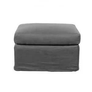 Dume Cotton Slipcover Ottoman, Graphite by French Country Collection, a Ottomans for sale on Style Sourcebook