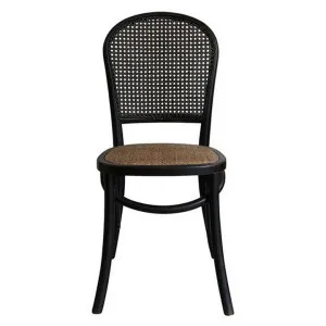 Drew Oak Timber & Rattan Dining Chair, Black by French Country Collection, a Dining Chairs for sale on Style Sourcebook