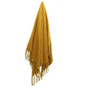 Hamel Wool Blend Throw, 125x150cm, Mustard by French Country Collection, a Throws for sale on Style Sourcebook